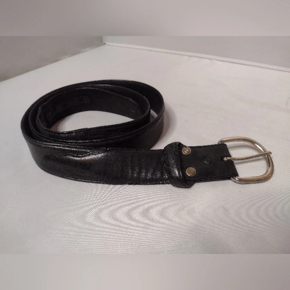 Silver Creek Men's Western Belt Size 46 Black Cowboy Silver Buckle M